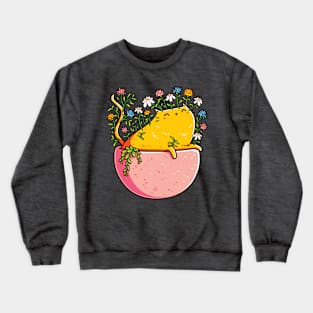 Orange Cat in a Flower Pot Crewneck Sweatshirt